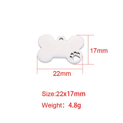 Placa de Identificación para Perros de Hueso de Acero Inoxidable Grabado Láser Colgante de Pata Hueca Personalizado Accesorios de Joyería DIY