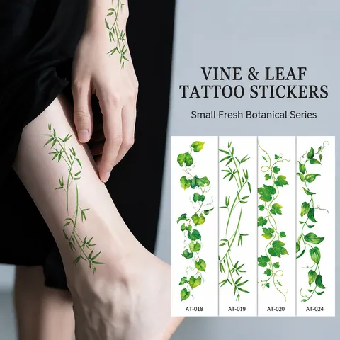 Pegatina de Tatuaje Floral Botánico Impermeable No Reflectante Lindo Rosa Vid Pegatina de Arte Corporal Para Mujeres Fiesta Decoración