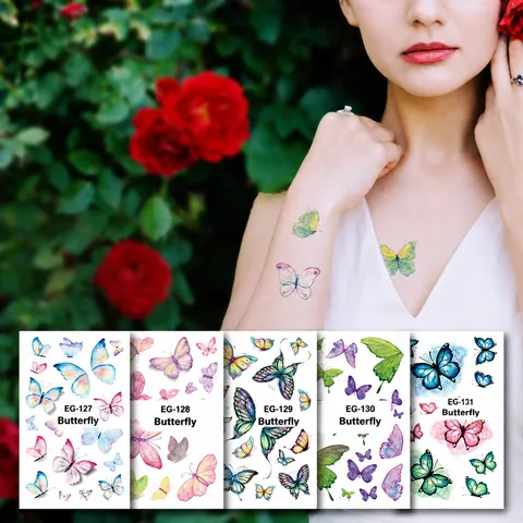 Waterproof Glitter Butterfly Temporary Tattoo Stickers For Kids Flash Body Art Makeup Decals Party Favors