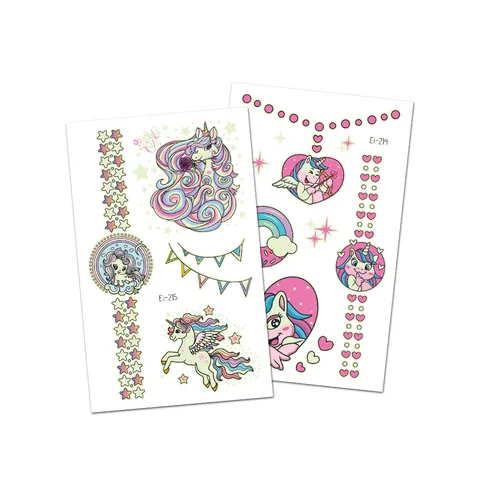 Kids Luminous Temporary Tattoo Stickers Cartoon Unicorn Astronaut Glow in the Dark Waterproof Body Art Fake Tattoos For Children Party Decoration