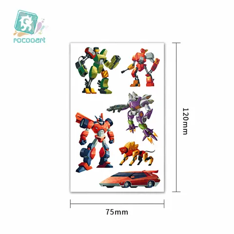 Kids Waterproof Temporary Tattoo Stickers Cartoon Robot Mech Arm Body Art Fake Tattoos For Boys Party Supplies