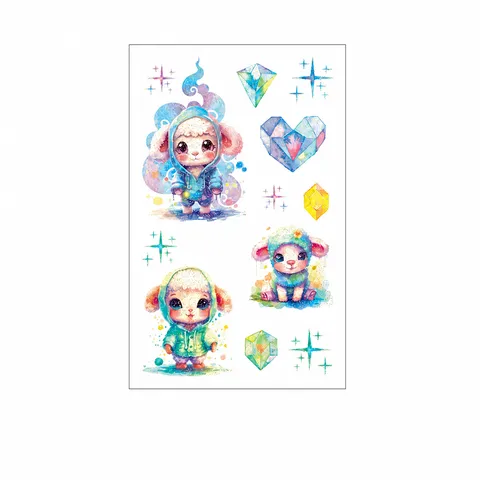 Kids Waterproof Glitter Temporary Tattoo Stickers Colorful Cartoon Animal Dinosaur Cute Body Art Fake Tattoos