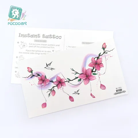 Waterproof Temporary Tattoo Stickers Colorful Floral Botanical Body Art Fake Tattoos For Women Daily Decoration