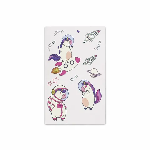 Pegatinas De Tatuaje Temporal Luminosas Impermeables Lindo Espacio Dibujos Animados Astronauta Cohete Falsos Tatuajes