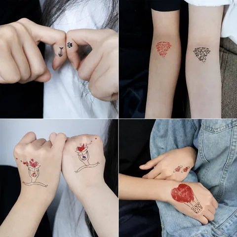 Pegatinas de Tatuaje Temporal de San Valentín Impermeable Lindo Dibujos Animados Amor Corazón Diseño Cuerpo Arte Calcomanías Para Fiesta Mujeres Hombres