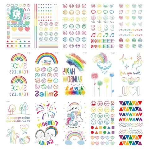 Waterproof Temporary Tattoo Sticker Cute Cartoon Heart Smiley Face Minimalist Body Art Decal For Women