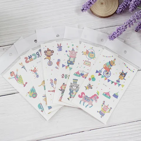 Kids Waterproof Temporary Tattoo Stickers Cartoon Circus Animal Cute Design Body Art Makeup Face Sticker
