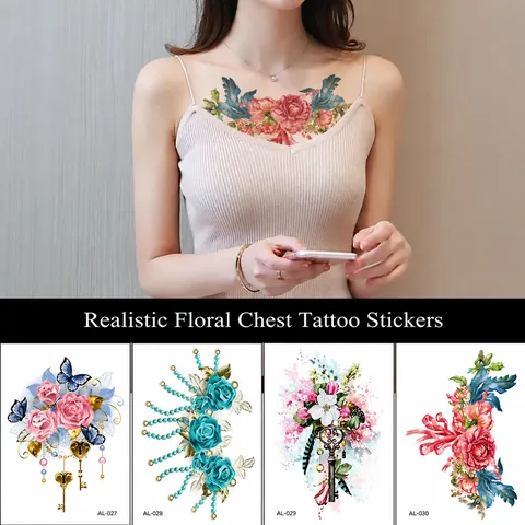 Pegatina de Tatuaje Temporal Impermeable de Transferencia de Agua Geométrica Floral Mandala Arte Corporal Tatuaje Falso para Mujeres Hombres
