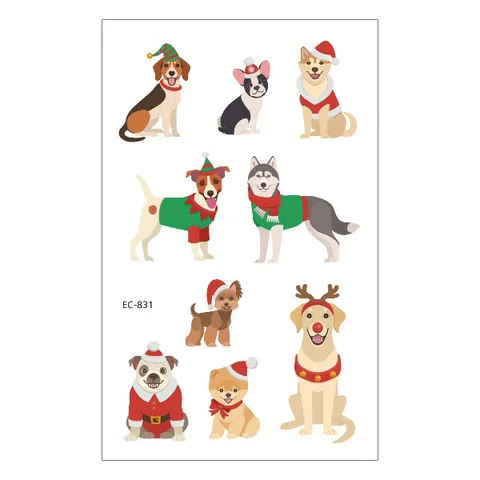 Pegatinas de Tatuaje Temporal de Navidad Impermeables Dibujos Animados Originales Niños Arte Corporal Decoración de Fiesta