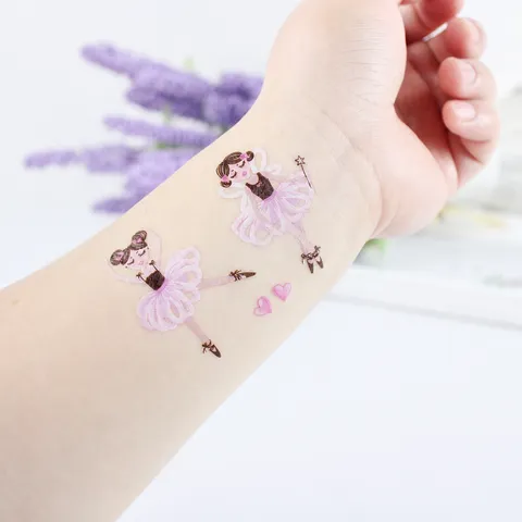 Wassertransfer Cartoon Ballett Mädchen Temporäre Tattoo Aufkleber Kinder Süße Fee Schwan Wasserdichte Körperkunst Falsche Tattoos