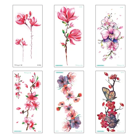 Pegatina de Tatuaje Temporal 3D Impermeable Pegatina de Tatuaje Falso Diseño de Rosa Peonía Floral Arte Corporal de Brazo Colorido