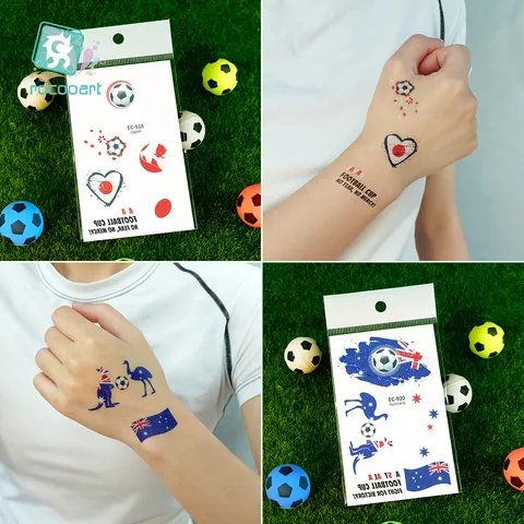 Pegatinas de Tatuaje Temporal de Bandera Nacional de la Copa del Mundo Transferencia de Agua Impermeable Partido de Fútbol Deporte