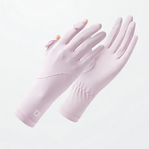 Guanti di Protezione Solare da Donna Anti-UV Estate Ciclismo Antiscivolo Seta di Ghiaccio Lunghi Due Dita