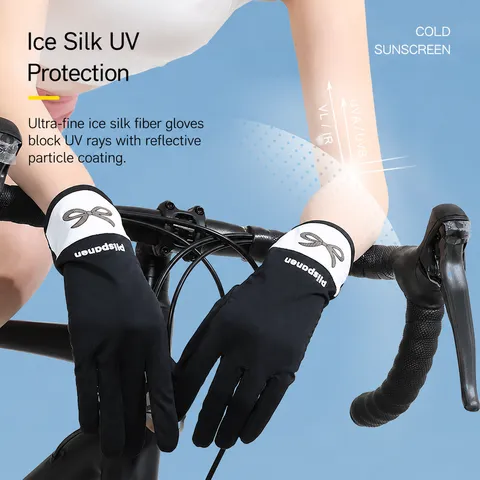 Women's Full Finger Ice Silk Sun Protection Gloves Breathable Non-Slip UV Protection Outdoor Cycling Driving Gloves