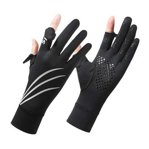 Summer Sun Protection Cycling Gloves Fingerless Anti Slip Silicone Touchscreen Striped Sports Gloves For Men Women