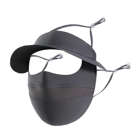 Ice Silk Sunscreen Face Mask With Brim Full Face UV Protection Sun Shade Mask For Outdoor Spring Summer