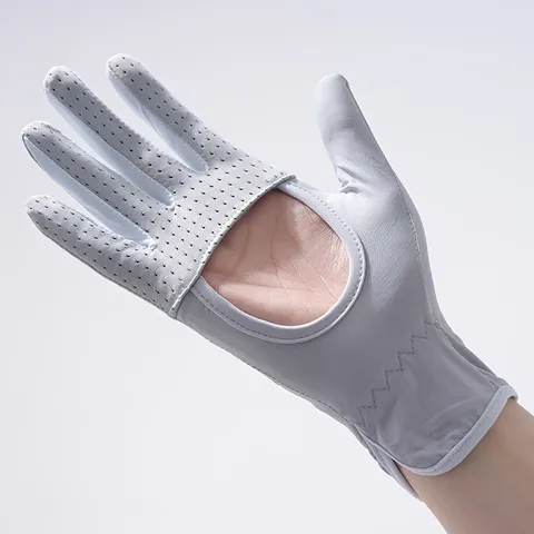 Women Sun Protection Ice Silk Gloves Palm Hollow Out Breathable Touchscreen Summer UV Protection Driving Sports Gloves