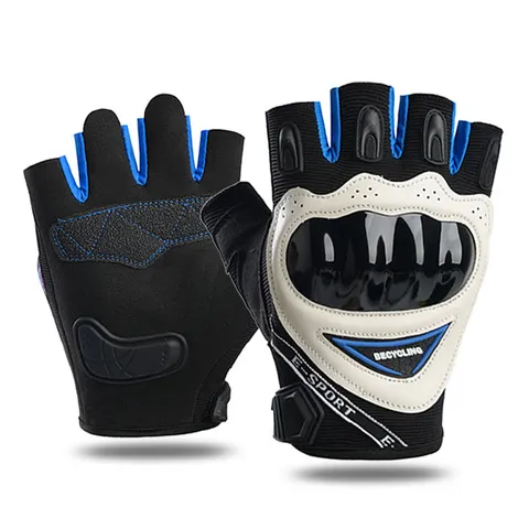Men's Motorcycle Riding Gloves Hard Shell Half Finger Breathable Anti-Slip Protective Gear Sports Cycling Gloves