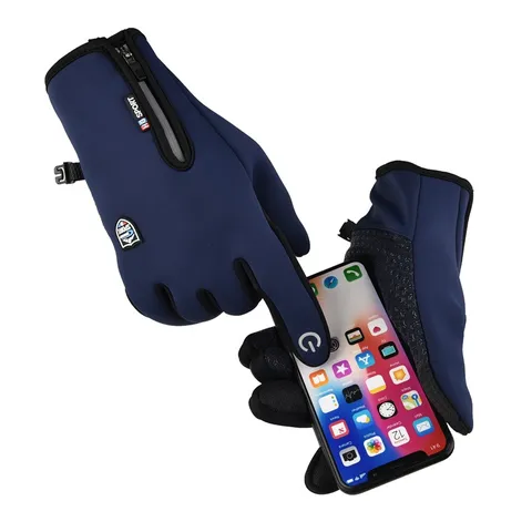 Waterdichte Winddichte Thermische Fietsenhandschoenen Heren Dames Touchscreen Reflecterende Rits Winter Warme Sport Handschoenen