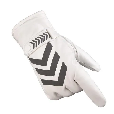 Men's Winter Cycling Gloves Windproof Thermal Thickened Fleece PU Leather Gloves Touch Screen Reflective Anti-Slip Sports Gloves