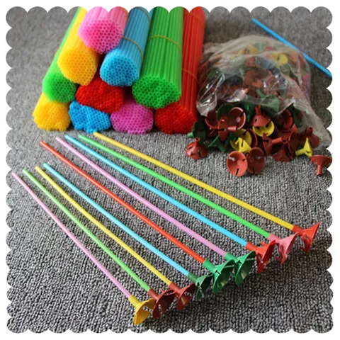 Bâtons de Ballon Avec Coupes Bottes de Support en Plastique Coloré pour Fête Mariage Anniversaire Célébration Décoration