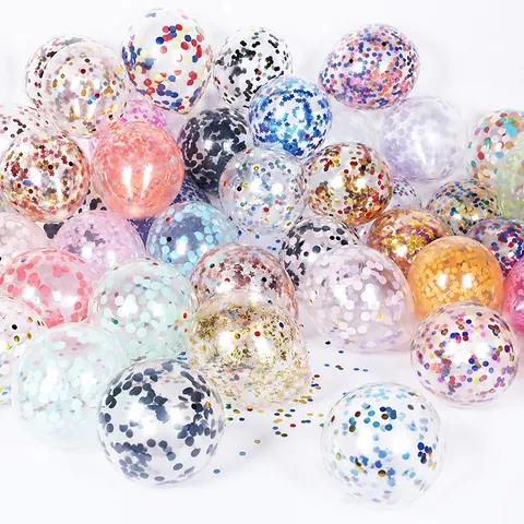 Ensemble de Ballons Transparents en Latex avec Paillettes et Confettis pour Anniversaire Mariage Fête Noël