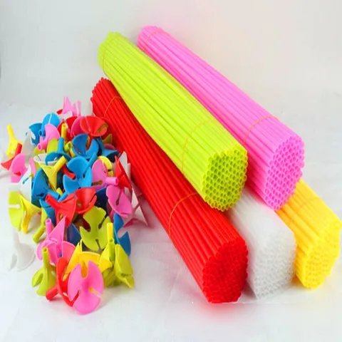 Bâtons de Ballon Avec Coupes Bottes de Support en Plastique Coloré pour Fête Mariage Anniversaire Célébration Décoration