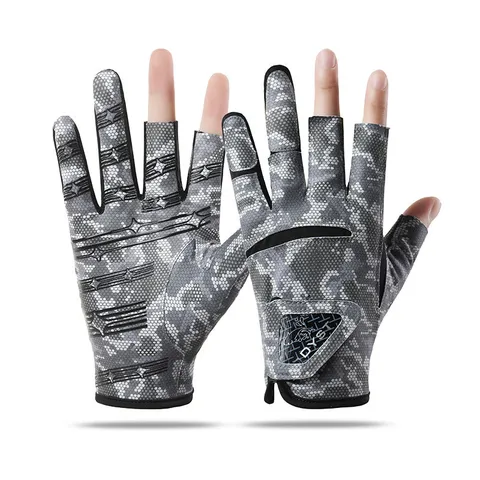 Men's Outdoor Fishing Gloves Summer Ice Silk Breathable Non-Slip Wear-Resistant Half Finger Camouflage Sports Gloves