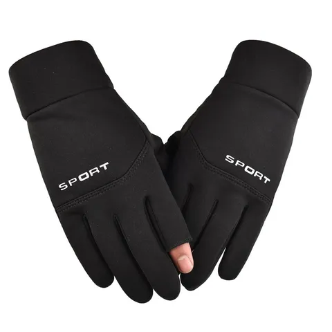 Unisex Herfst Winter Fleece Warme Touchscreen Handschoenen Winddicht Waterdicht Outdoor Sport Fietsen Twee-Vinger Handschoenen