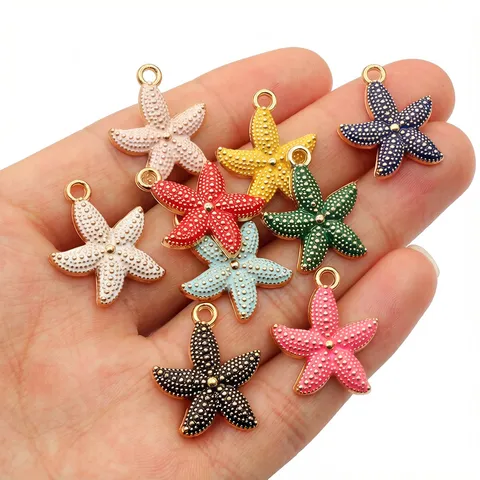 Alloy Starfish Pendant Enamel Drip DIY Jewelry Making Findings Accessories Cute Starfish Charms For Necklace Bracelet Crafting