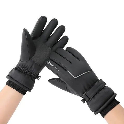 Windproof Waterproof Thermal Ski Gloves For Men Winter Outdoor Cycling Touch Screen Fleece Lined Thickened Warm Snow Gloves