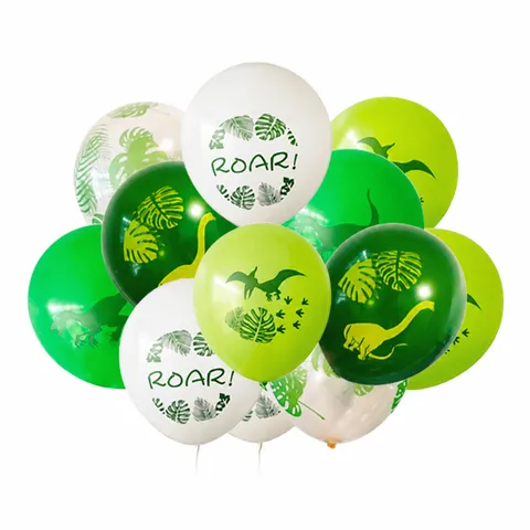 Dinosaur Theme Printed Latex Balloons Birthday Party Decoration Kids Activity Supplies Tropical Leaf Pattern Balloon