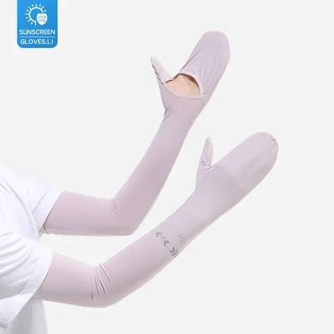 Manchettes de Protection Solaire d'Été en Soie Glacée Respirantes Découpe Paume Convertible Longue Protection UV pour Femmes