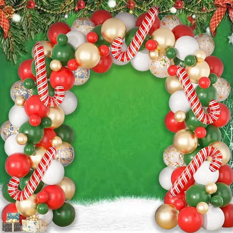 Kit d'Arche de Ballons de Noël Ballons en Latex Avec Décoration de Canne en Sucre et Bonhomme de Neige pour Fête