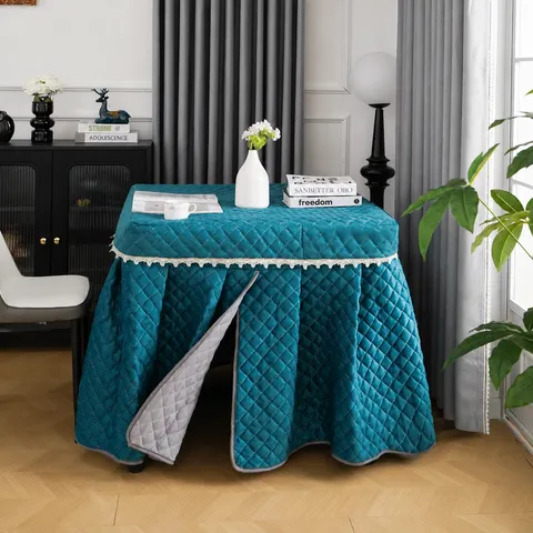 Thickened Quilted Tablecloth Set With Lace Trim Modern Minimalist Home Kitchen Dining Table Cover Protector