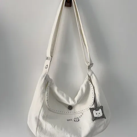 Women Canvas Crossbody Bag Casual Cute Cat Print Large Capacity Shoulder Tote Bag Daily Commute Handbag