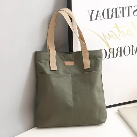 Women's Canvas Tote Bag Large Capacity Casual Shoulder Bag Simple Daily Commuter Handbag Versatile Shopper Bag Fashion