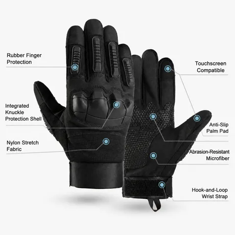 Men's Tactical Riding Gloves Full Finger Motorcycle Outdoor Sports Anti Slip Touch Screen Gloves Hard Shell Protective Gear