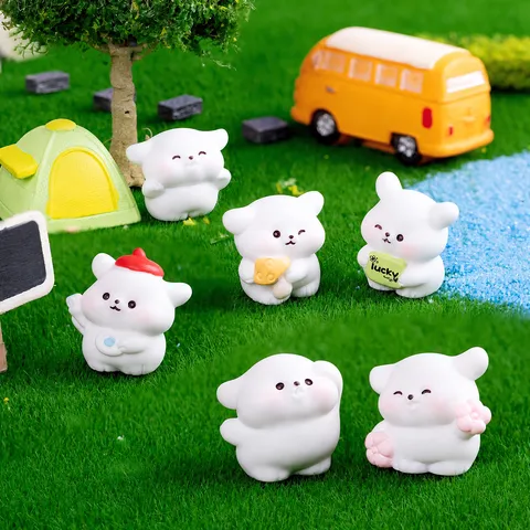 Micro Paysage Mignon Résine Chiot Figurine Miniature Chien De Dessin Animé Ornement De Bureau DIY Maison De Poupée Accessoires Artisanat