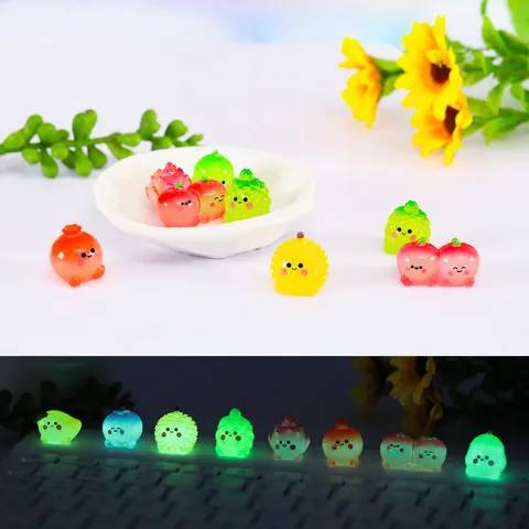 Miniatura Resina Luminoso Statuetta di Frutta Carino Cartone Animato Creativo Artigianato Ornamento Micro Paesaggio Scrivania Arredamento