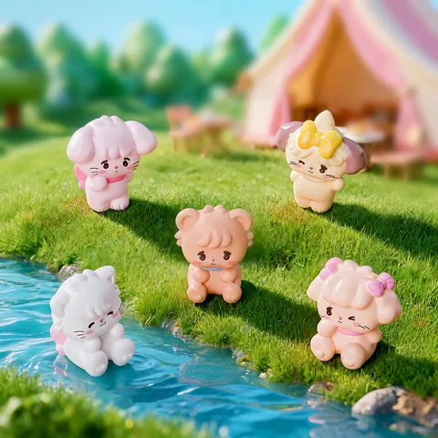 Simpatico Animale dei Cartoni Animati Statuetta in Resina Miniatura Soprammobile da Scrivania Micropaesaggio Decorazione Casa delle Bambole