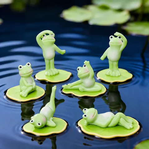 Figurine de Grenouille de Yoga d'Animal de Simulation Créative en Résine Miniature Paysage Décor de Jardin Bureau Mignons Petits Ornements de Grenouille