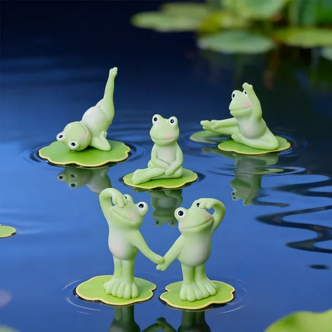 Figurine de Grenouille de Yoga d'Animal de Simulation Créative en Résine Miniature Paysage Décor de Jardin Bureau Mignons Petits Ornements de Grenouille