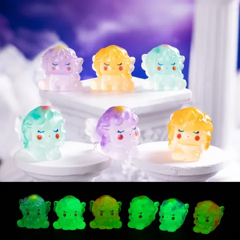 Ornamento in Resina per Micropaesaggio con Unicorni Luminosi Simpatico Cartone Animato Glow DIY Miniatura Statuetta Decorazione per Scrivania