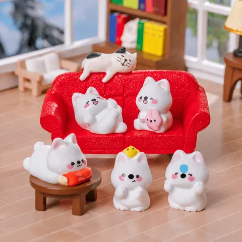 Mini Figurine de Chiot West Highland White Terrier en Résine Mignon Cartoon Micro Paysage Bureau Voiture Ornement Décoration