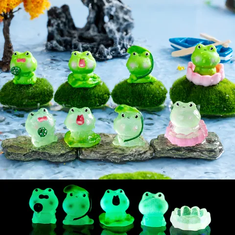 Micropaesaggio Creativo Carino Rana Statuetta Resina Miniatura Scrivania Ornamento DIY Giardino Decorazione Accessori