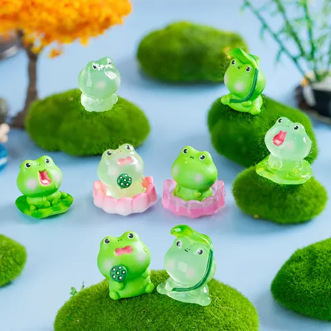 Micropaesaggio Creativo Carino Rana Statuetta Resina Miniatura Scrivania Ornamento DIY Giardino Decorazione Accessori