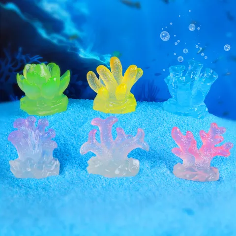 Simulazione Resina Luminosa Corallo Cavalluccio Marino Stella Marina Conchiglia Miniatura Micro Paesaggio Acquario Serbatoio di Pesce Fai da Te Artigianato Decorazione Casa Ornamenti