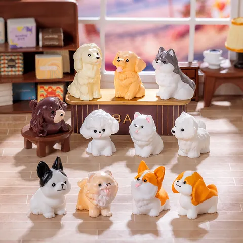 Simpatico Cucciolo in Resina Realistico Statuetta Cane Miniatura Micro Paesaggio DIY Artigianato Ornamentale Decorazione Scrivania Regalo