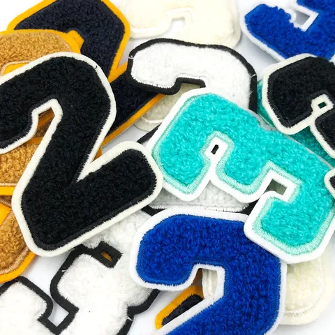 Number Chenille Embroidery Patch DIY Clothing Hat Decorative Toweling Patch Applique Badge Iron On Repair Accessories